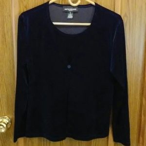 Impressions velvet dark navy blue faux 2pc top s
